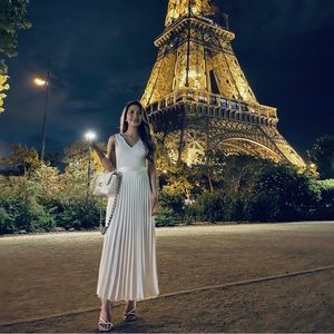 WHITE ZARA PLEATED MAXI SKIRT